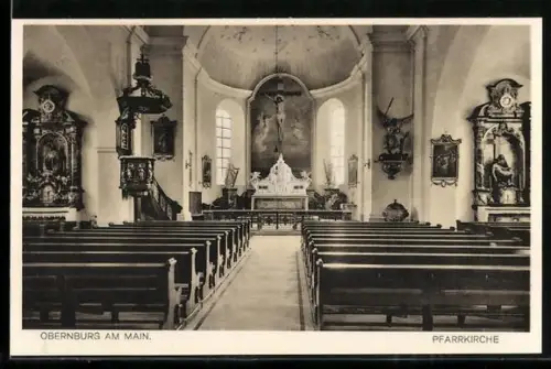 AK Obernburg am Main, Pfarrkirche, Innenansicht