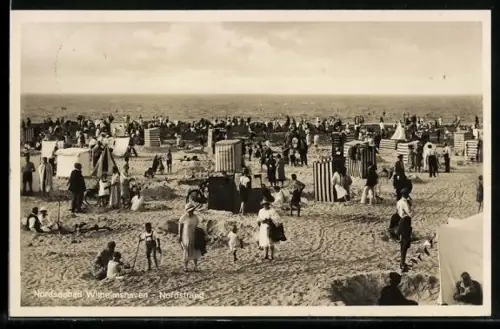 AK Wilhelmshaven, Nordstrand mit Badegästen und Strandkörben