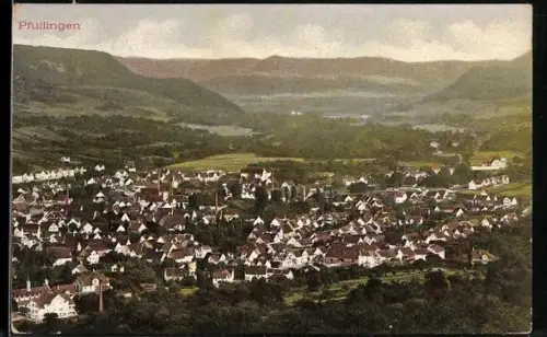 AK Pfullingen, Ortsansicht aus der Vogelschau