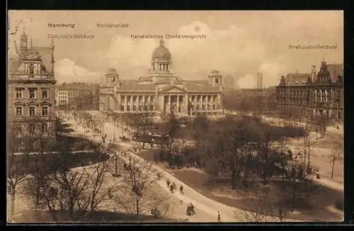 AK Hamburg-Neustadt, Holstenplatz, Hanseatisches Oberlandesgericht, Civil-Justiz-Gebäude, Straf-Justiz-Gebäude