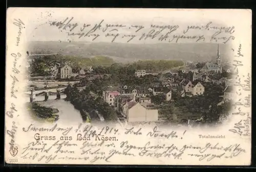 AK Bad Kösen, Totalansicht, Brücke, Kirche