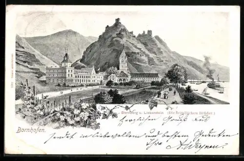 Künstler-AK Bornhofen, Burgen Sternberg u. Liebenstein, Die feindlichen Brüder