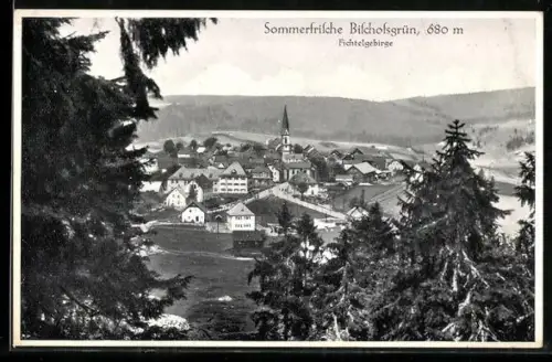 AK Bischofsgrün /Fichtelgebirge, Ortsansicht aus der Vogelschau