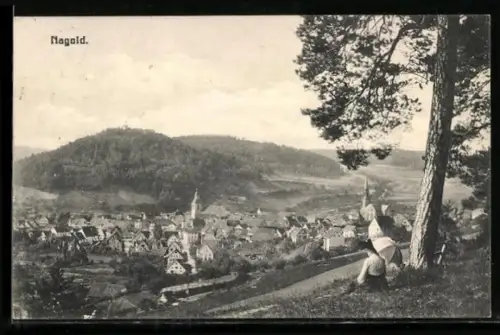 AK Nagold, Panoramaansicht der Stadt und Umgebung