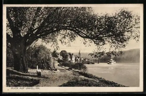 AK Unkel /Rh., Blick auf Ort, Rheinufer-Partie