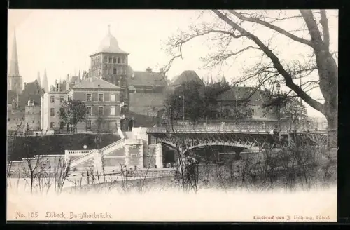 AK Lübeck, Burgtorbrücke, Panorama