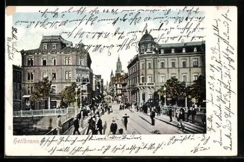 AK Heilbronn, Kaiserstrasse, Panorama