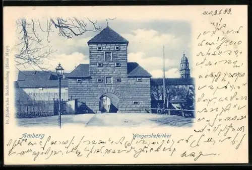 AK Amberg, Strassenpartie mit dem Wingershoferthor