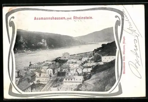 AK Assmannshausen, Teilansicht mit Rheinstein