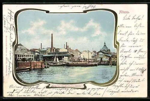 Passepartout-AK Hamburg-Altona, Blick von der Fischhallen-Brücke