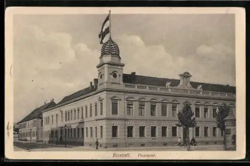 AK Rastatt, Postamt mit gehisster Fahne