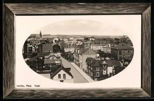 AK Landau /Pfalz, Totalansicht über die Dächer des Ortes, Bilderrahmenpassepartout