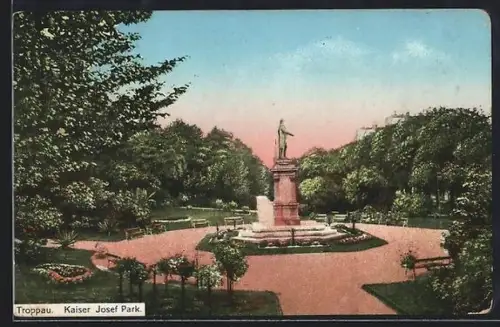 AK Troppau, Denkmal im Kaiser Josef Park