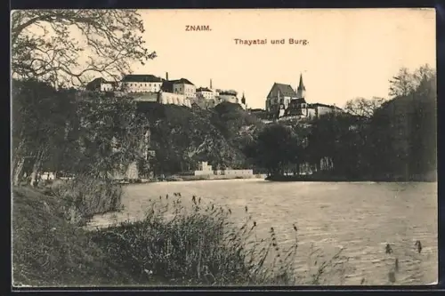 AK Znaim, Thayatal mit Blick auf Burg