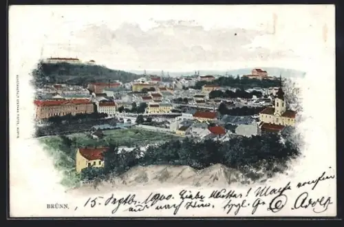 AK Brünn, Teilansicht mit Schloss