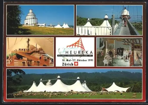 AK Zürich, Nationale Forschungsausstellung 1991 mit Logo und Partien auf dem Messegelände