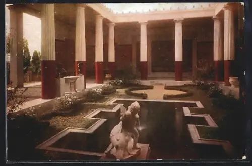 AK Essen, Grosse Rheinländische Gartenbau-Ausstellung 1929, Innenhof des Römischen Gartens