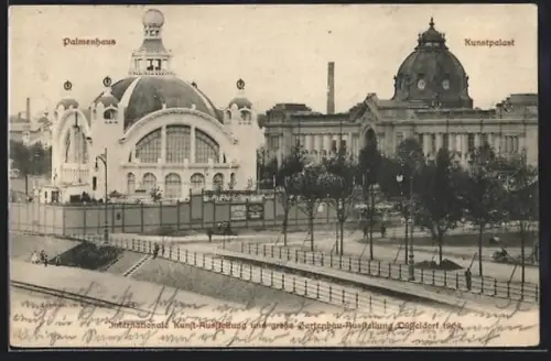 AK Düsseldorf, Internationale Kunst-Ausstellung und grosse Gartenbau-Ausstellung 1904, Palmenhaus und Kunstpalast
