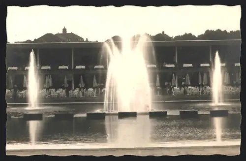 AK Essen, Partie im Gruga-Park mit Springbrunnen