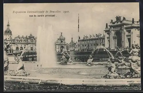 AK Bruxelles, Exposition Internationale 1910, vue du Jardin principal