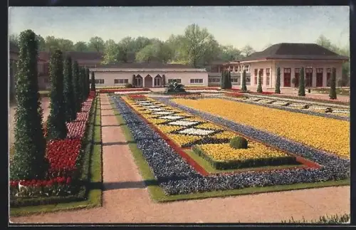 AK Dresden, Jubiläums-Gartenbau-Ausstellung 1926 - Grosse Schmuckanlage am Haupteingang
