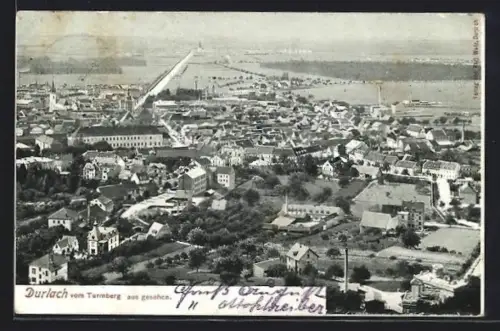 AK Durlach, Blick vom Turmberg auf die Stadt