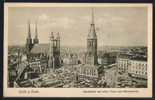 AK Halle a. Saale, Marktplatz, Roter Turm, Marienkirche
