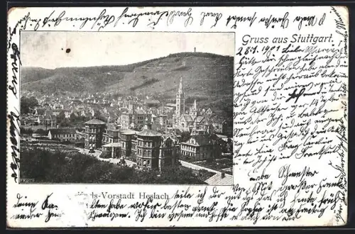 AK Stuttgart, Heslach, Vorstadtansicht aus der Vogelschau