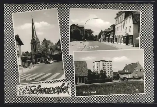 AK Schwarzenbek, Kirche, Lauenburger Str., Hochhaus