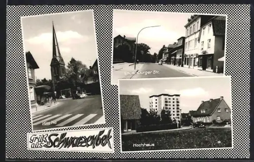 AK Schwarzenbek, Kirche, Lauenburger Str., Hochhaus