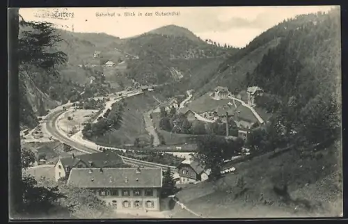 AK Triberg, Bahnhof, Blick in das Gutachtal