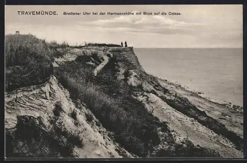AK Travemünde, Brodtener Ufer bei der Hermannshöhe, Blick auf die Ostsee
