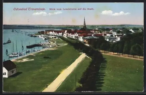 AK Travemünde, Blick vom Leuchtturm auf die Stadt