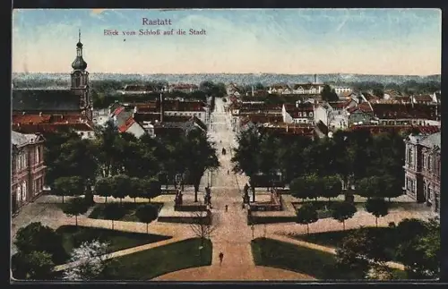 AK Rastatt, Blick vom Schloss auf die Stadt