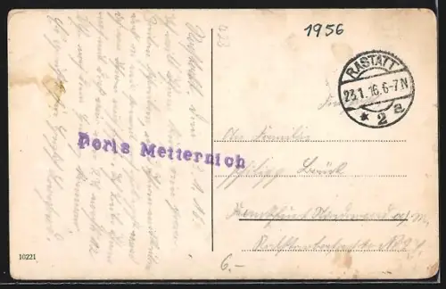 AK Rastatt, Bernhardusbrunnen und Stadtkirche