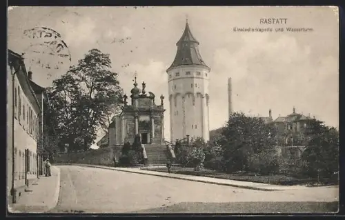 AK Rastatt, Einsiedlerkapelle und Wasserturm