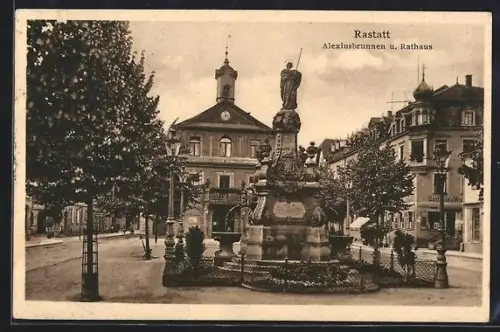 AK Rastatt, Alexiusbrunnen und Rathaus