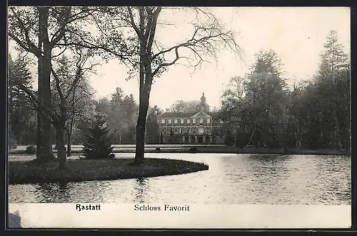 AK Rastatt, Schloss Favorit mit Teich