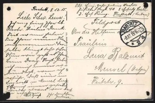 AK Rastatt, Schloss Favorit mit Teich