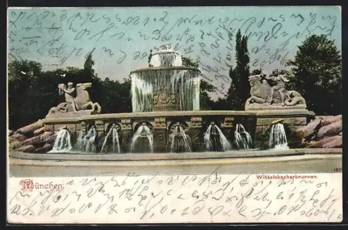 AK München, Blick zum Wittelsbacherbrunnen