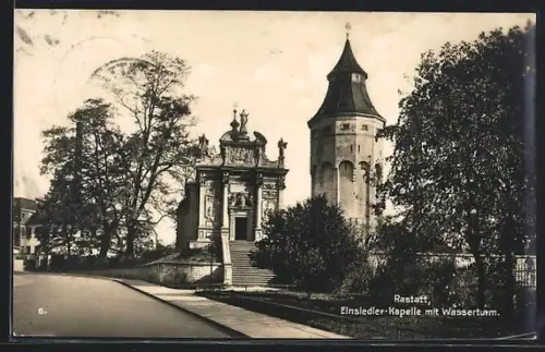 AK Rastatt, Einsiedler-Kapelle mit Wasserturm