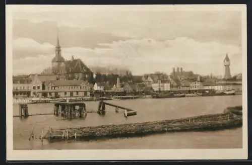 AK Kappeln /Schlei, Ortsansicht mit Hafen