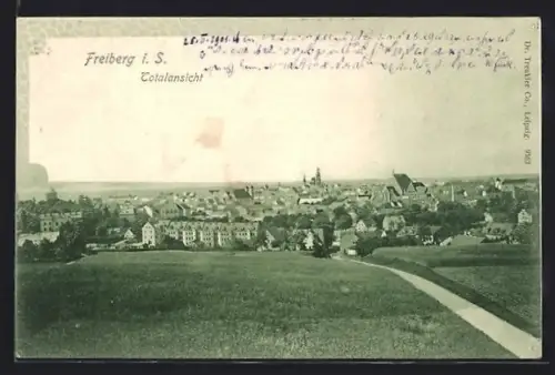 AK Freiberg i. S., Totalansicht des Ortes