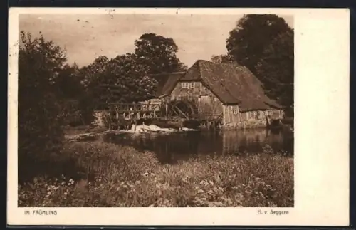 AK Grande, Grander Mühle, Wassermühle, Bes. R. Harders