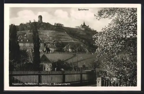 AK Radebeul, Hoflössnitz, Spitzhaus, Bismarckturm