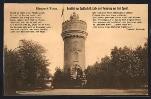 AK Sachsenwald-Hofriede, Blick zum Bismarck-Turm