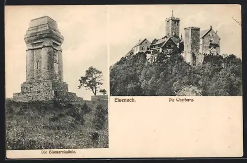AK Eisenach, Wartburg, Bismarcksäule