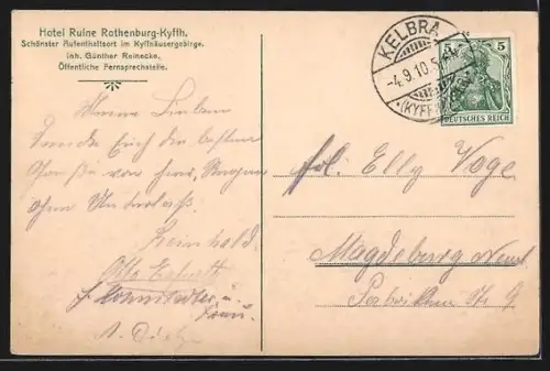 AK Kyffhäuser, Bismarck-Turm, Ruine Rothenburg