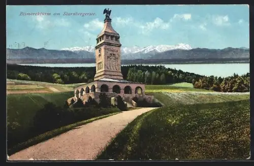 AK Starnbergersee, Bismarckturm am Starnbergersee