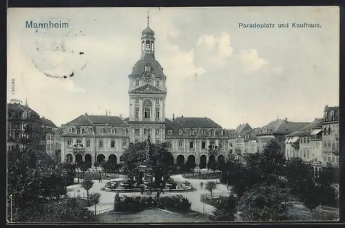 AK Mannheim, Paradeplatz und Kaufhaus